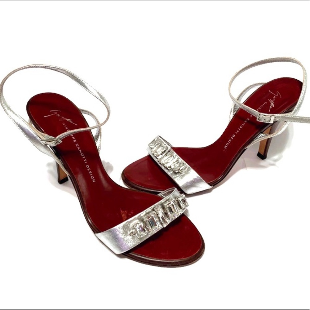 Giuseppe Zanotti Metallic Silver Heel Sandals